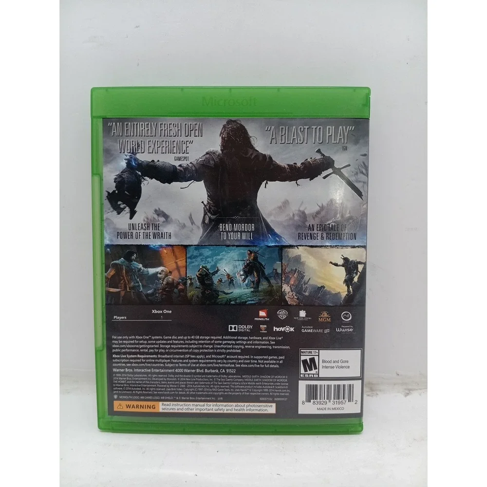 Middle Earth:Shadow of Mordor - Microsoft Xbox One